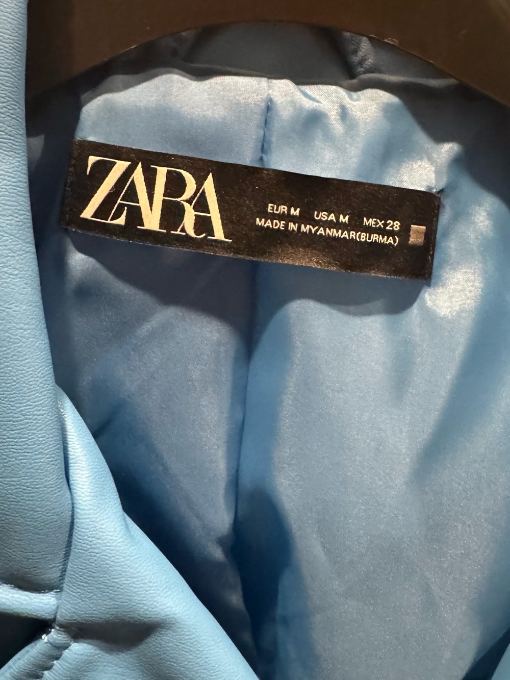 Zara Bright Blue Faux Leather Moto Jacket - Picture 3 of 4